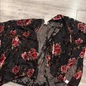 Woven Heart Black Floral Cape